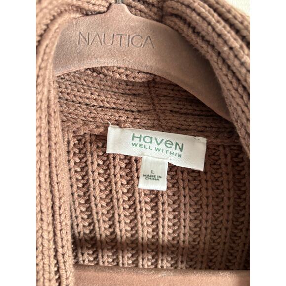 Haven Well Within Women’s Cable Knot Flyaway Cardigan Size Large Brown - Picture 5 of 6